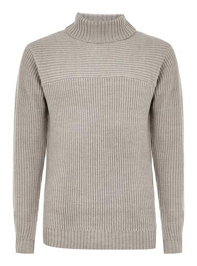 Topman Mens Grey Gray Ribbed Roll Neck Sweater