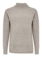 Topman Mens Grey Gray Ribbed Roll Neck Sweater