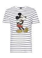Topman Mens Blue Navy And White Stripe Mickey Mouse T-shirt