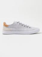 Topman Mens Grey Faux Leather Sneakers With Contrast Heel