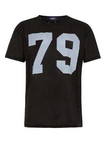 Topman Black 79 Mesh T-shirt