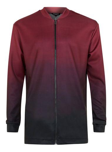 Topman Mens Red Jaded London Burgundy Ombre Longline Bomber Jacket*