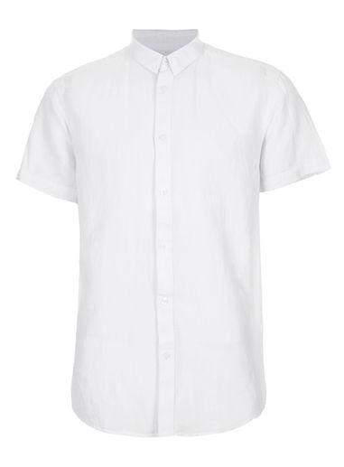 Topman Mens Selected Homme White Short Sleeve Shirt