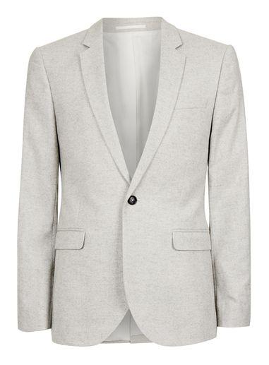 Topman Mens Light Grey Wool Blend Skinny Fit Blazer