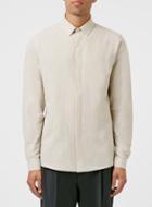 Topman Mens Brown Premium Stone Linen Long Sleeve Shirt