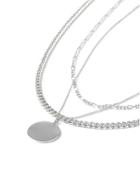 Topman Mens Silver Gold Disc Multirow Necklace*