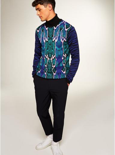 Topman Mens Multi Snake Roll Neck Sweater