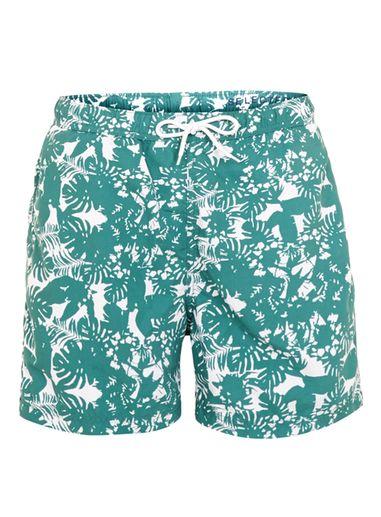 Topman Mens Selected Homme Green Tropical Print Swim Shorts