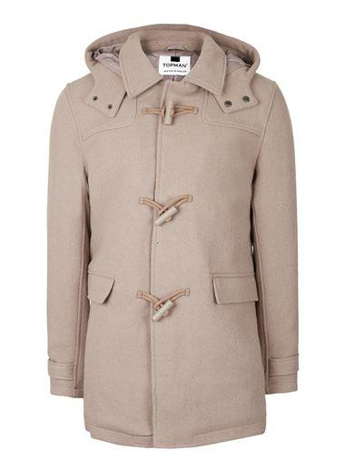 Topman Mens Brown Doeskin Duffle Coat