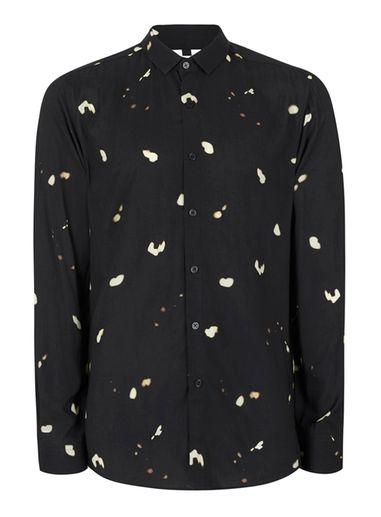 Topman Mens Black And White Print Casual Shirt