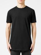 Topman Mens Black Stepped Hem Longline T-shirt