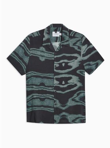 Topman Mens Black Marble Revere Shirt
