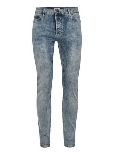 Topman Mens Grey Gray Cloud Wash Stretch Skinny Jeans