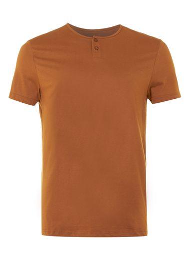 Topman Mens Brown Pumpkin Grandad T-shirt