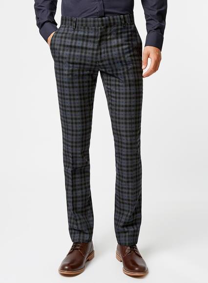 Topman Mens Blue Navy And Grey Check Skinny Fit Suit Pants