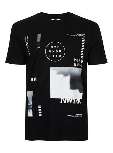 Topman Mens Black New York Print T-shirt