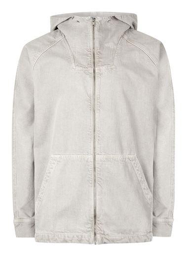Topman Mens Cream Off White Cropped Denim Parka