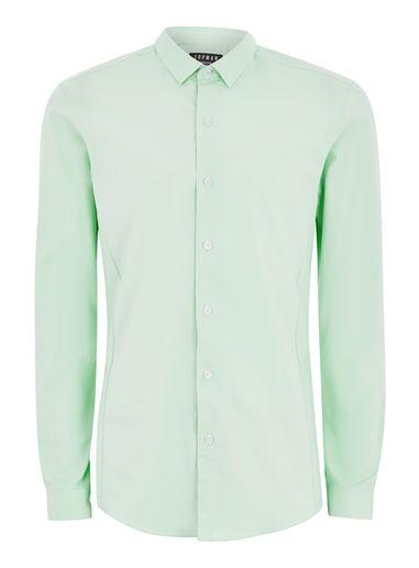Topman Mens Green Mint Textured Muscle Fit Shirt