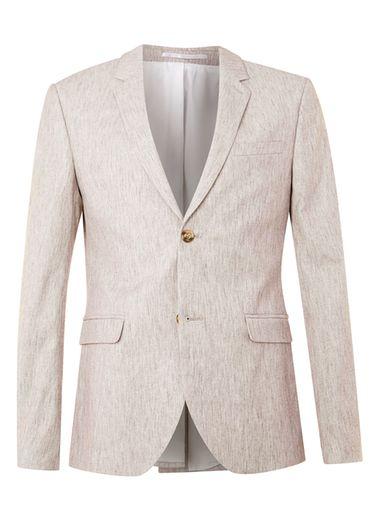 Topman Mens Brown Crosshatch Lightweight Blazer