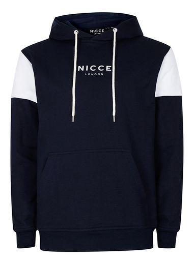 Topman Mens Blue Nicce Navy Panelled Sleeve Hoodie
