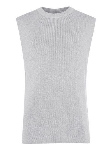 Topman Mens Light Grey Knitted Tank Top
