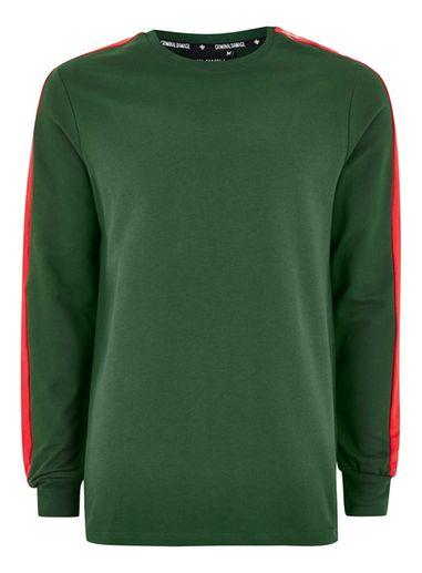 Topman Mens Criminal Damage Khaki 'carnaby' Long Sleeve Top