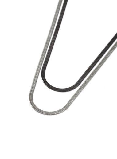 Topman Mens Silver And Gunmetal Look Two Row Snake Chain Necklace*