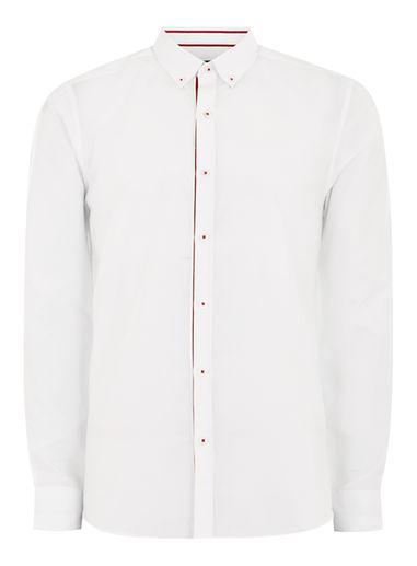 Topman Mens White And Red Taping Shirt