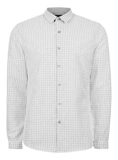 Topman Mens Grey And White Checked Casual Shirt
