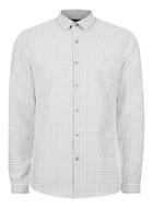 Topman Mens Grey And White Checked Casual Shirt