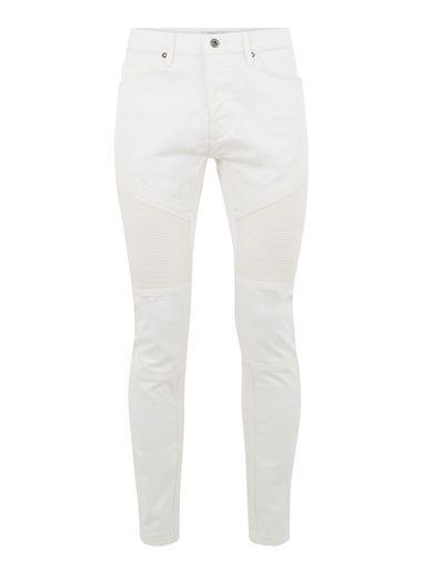 Topman Mens Cream Off White Biker Stretch Skinny Jeans