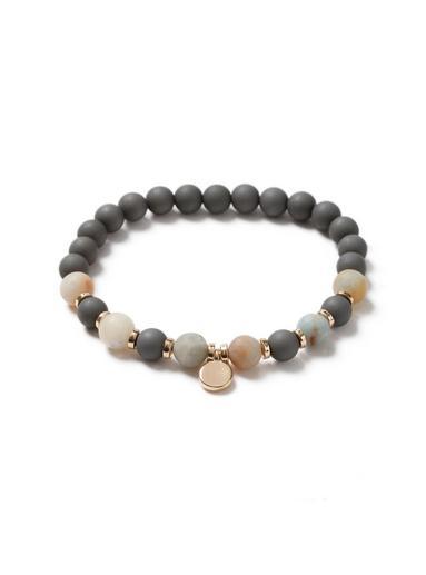 Topman Mens Grey Beaded Stretch Bracelet*