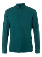 Topman Mens Green Teal Pique Textured Jersey Shirt