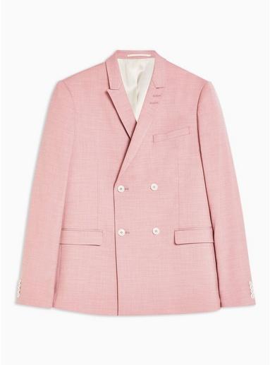 Topman Mens Pink Skinny Double Breasted Blazer