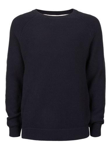 Topman Mens Blue Selected Homme Navy Textured Raglan Sweater