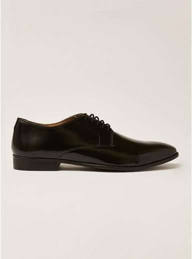 Topman Mens Black Leather Lance Derby Shoes