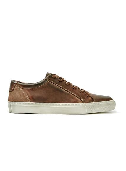 Topman Mens Brown Distressed Leather Sneakers