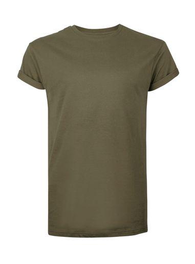 Topman Mens Green Muscle Fit Roller Sleeve T-shirt