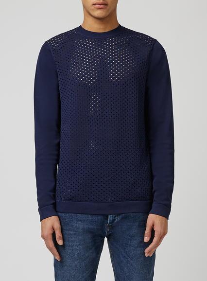 Topman Mens Blue Premium Navy Crew Neck Jumper