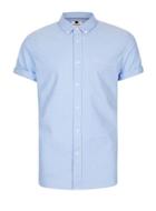 Topman Mens Blue Muscle Fit Short Sleeve Oxford Shirt