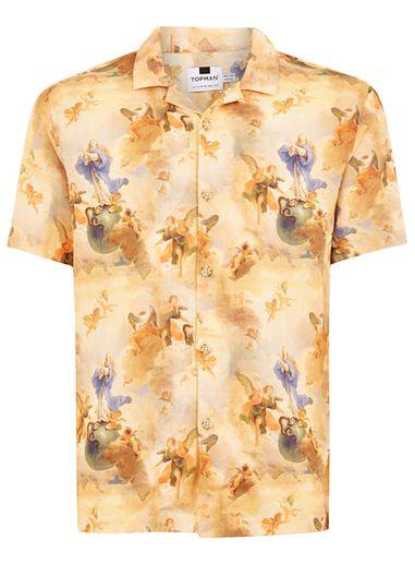 Topman Mens Multi Romantic Woman Short Sleeve Shirt