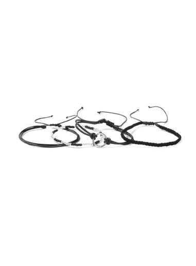 Topman Mens Black Leather Bracelets 4 Pack*
