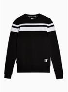 11 Degrees Mens 11 Degrees Black And White Color Block Stripe Sweatshirt