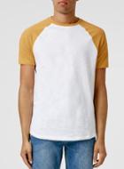 Topman Mens White Gold Slim Fit Raglan T-shirt