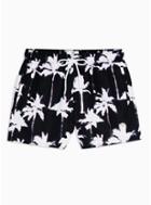 Topman Mens Black Tech Palm Print Swim Shorts