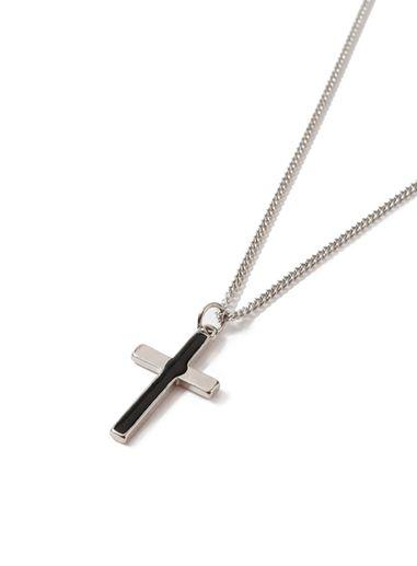 Topman Mens Black Silver Cross Necklace*