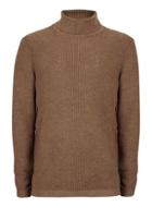 Topman Mens Selected Homme Brown Roll Neck Sweater