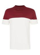 Topman Mens Red Burgundy And White Turtle Neck Knitted T-shirt