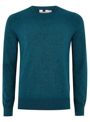 Topman Mens Navy Teal And Black Sweater
