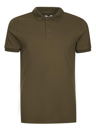 Topman Mens Khaki Muscle Fit Polo T-shirt